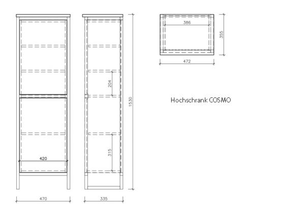 Badschrank COSMO , stehend, weiß/ schwarz