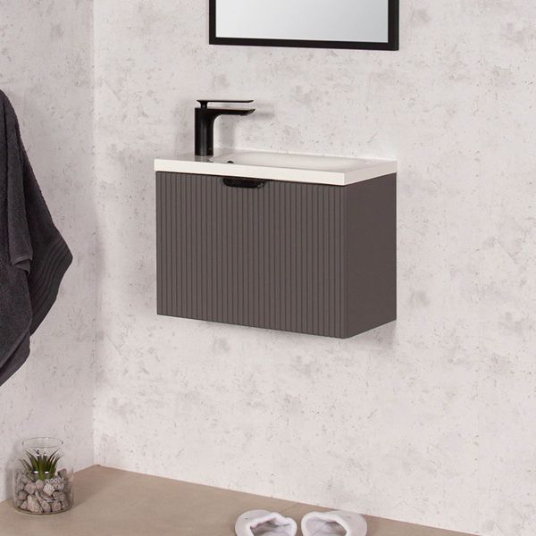 Gäste-WC Möbel FAROS ART, Breite 50 cm, seidenmatt grau