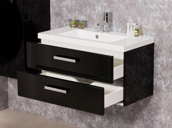 Badmöbel Genua 80, schwarz glänzend (GE8248)