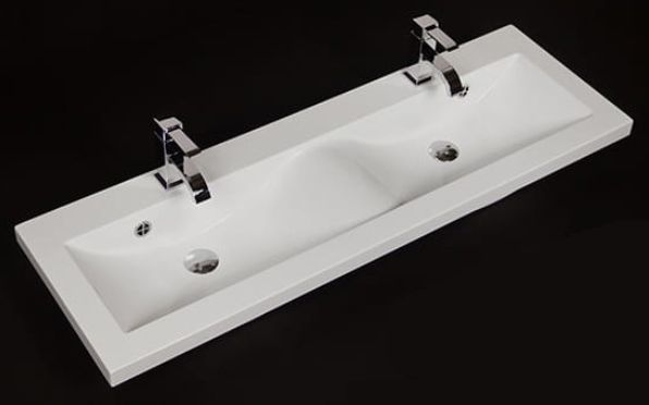 Doppelwaschtisch Genua, Breite 120 cm, Tiefe 39 cm