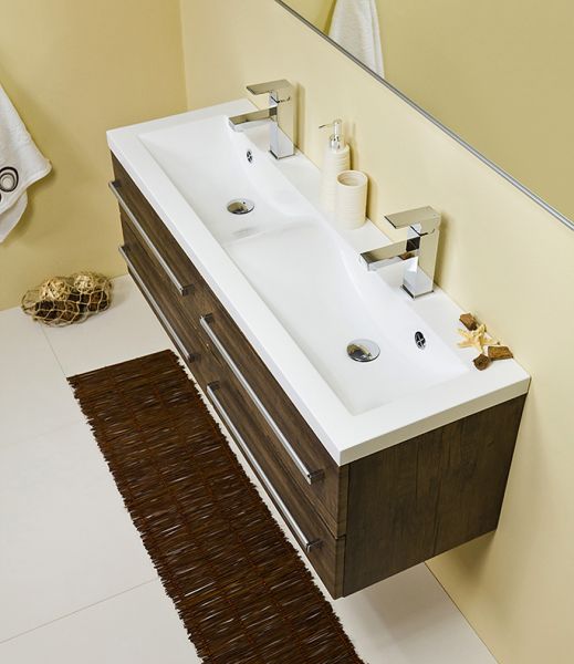 Doppelwaschplatz Genua, Breite 120 cm, Front und Korpus Holzdekor antik, GE2250