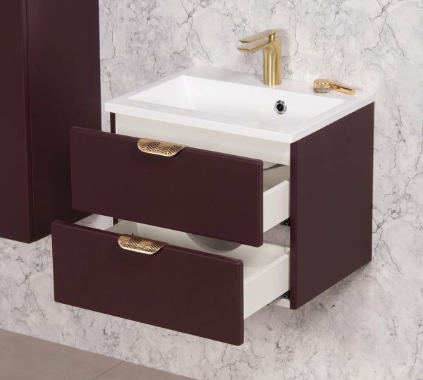 Badmöbelset Magnolia Breite 50 cm, Burgunderrot satiniert