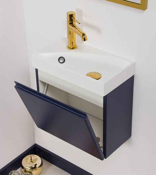 Gäste-WC Möbelset Faros 40, Marineblau matt (FZ40GN-RENA)