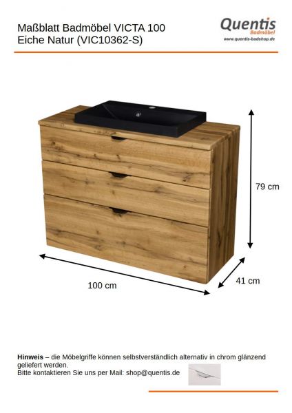 Badmöbel VICTA, Breite 100 cm, Eiche Natur, Waschtischunterbau montiert