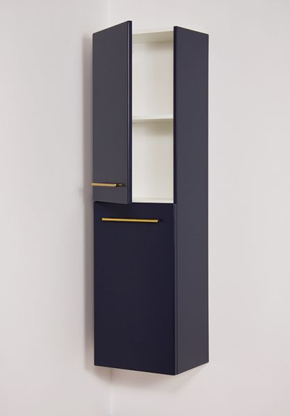 Badschrank. Belli, Hochschrank, inkl. Wäschekorb, Marineblau matt (BL4049-WK)