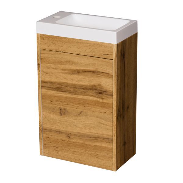 Badmöbel Guest 40, Unterschrank Eiche Natur , Waschbecken weiß, GT4062-2