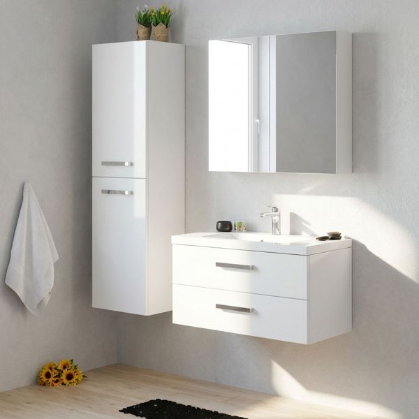 Spiegelschrank 80 kombiniert mit Badmöbel GENUA 80 und Hochschrank