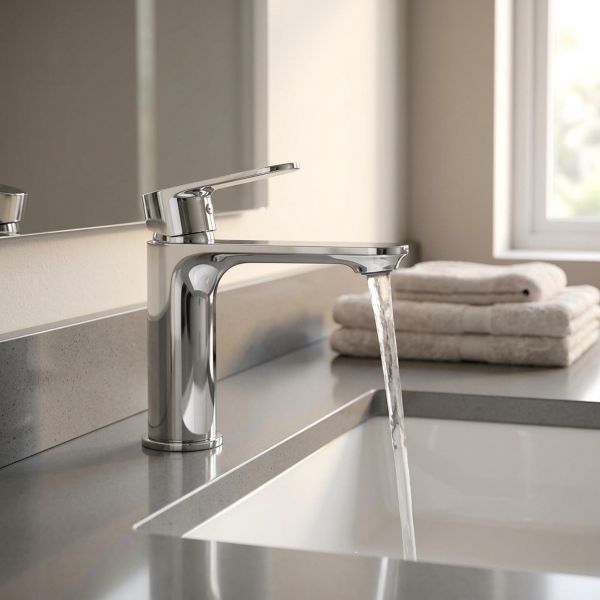 FERRO Waschtischarmatur TALASSA in modernem Design, Chrom, Badarmatur Einhebelmischer