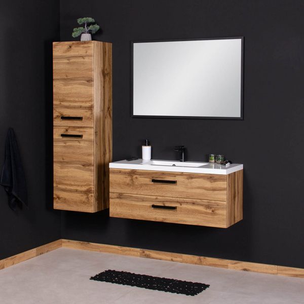 Badmöbel FOKUS LOFT 100, Eiche Natur, Waschtisch mit Unterbau, vormontiert