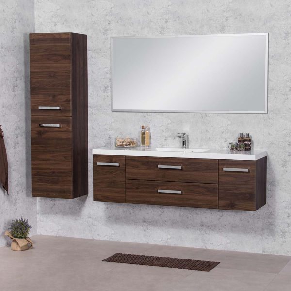 Badmöbelset GENUA 140 cm, Nussbaum mit Hochschrank