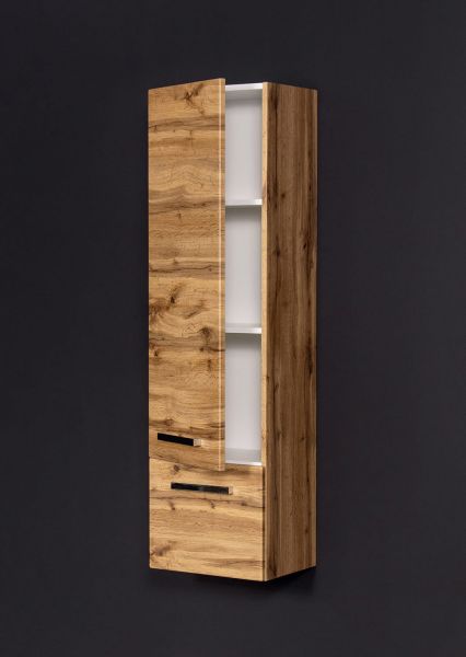 Badschrank, Hochschrank, 1 Türe, 1 Schublade, Eiche Natur