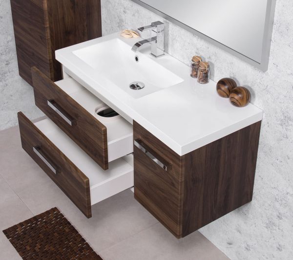 Badmöbel GENUA Breite 90 cm, Nussbaum (GE92OR)