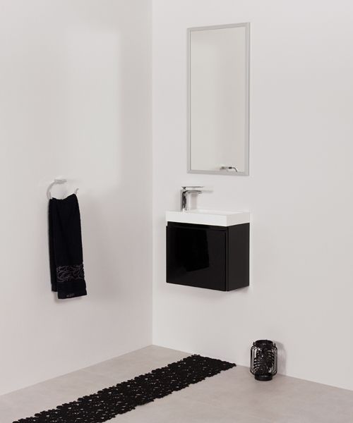 Waschplatz Faros 40, Front und Korpus schwarz glänzend, FZ4048A