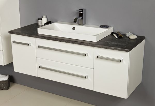 Badmöbel Susan, Breite 120 cm, weiß/ graphit, Waschbeckenunterschrank mit 2 Schubladen, 2 Türen, SN1275     