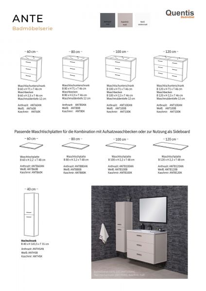Badmöbelserie ANTE Artikelübersicht