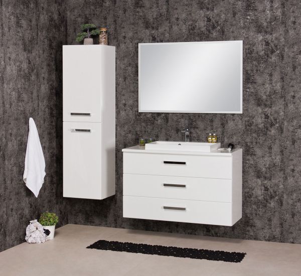 Badmöbel Susan, Breite 100 cm, weiß, Waschbeckenunterschrank montiert SN10347