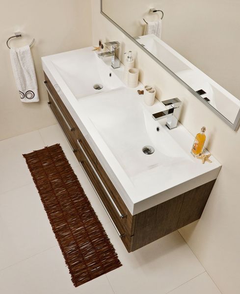 Doppelwaschplatz Zeno, Breite 140 cm, Ausführung Holzdekor antik, ZE1450-D-4S