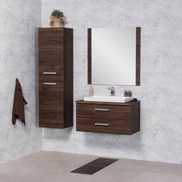 Badmöbel Susan, Breite 80 cm, Nussbaum, Waschtischunterbau aufgebaut (SN802OR)