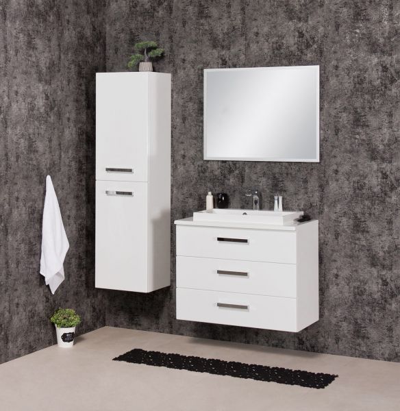 Badmöbel Susan, Breite 80 cm, weiß, 3 Schubladen, Waschtischunterbau montiert