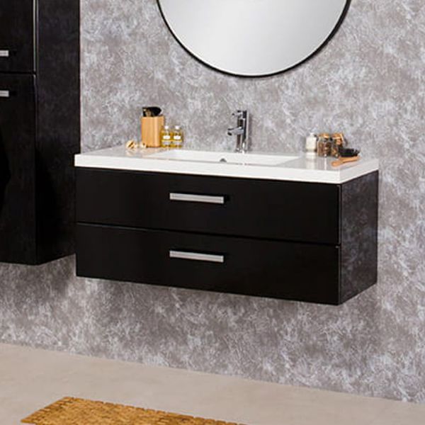 Badmöbel Genua Breite 100 cm, schwarz glänzend (GE1248)