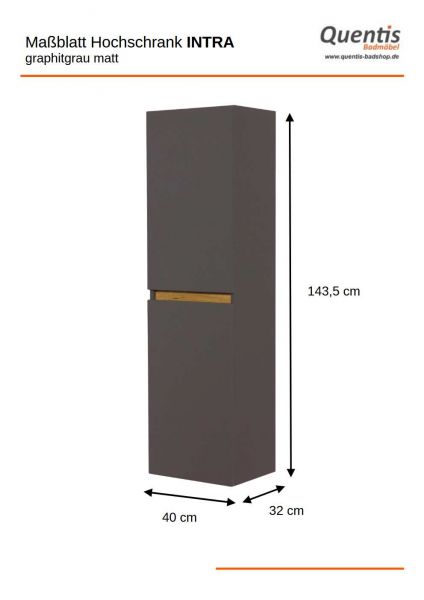 Badschrank INTRA Breite 40 cm mit 2 Türen, grafitgrau matt, vormontiert