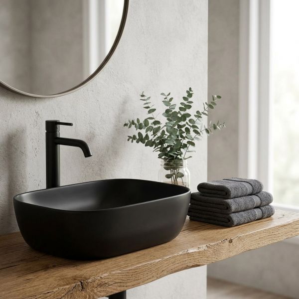 Aufsatzbecken Keramik PREMIUM 46, schwarz matt