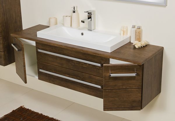 Badmöbelset Susan, Breite 140 cm, Holzdekor antik (SN1450)