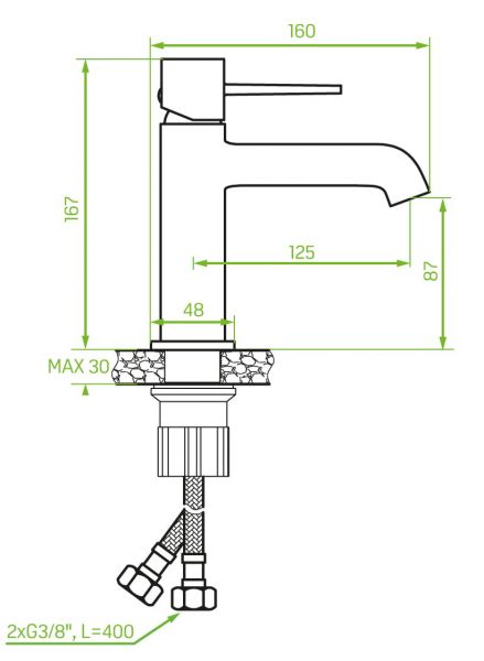 Waschtischarmatur POLA, gold glänzend, inkl. Pop up Ablaufventil