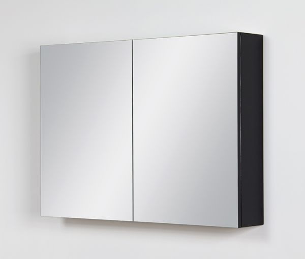 Spiegelschrank Breite 90 cm, schwarz glänzend, montagefertig