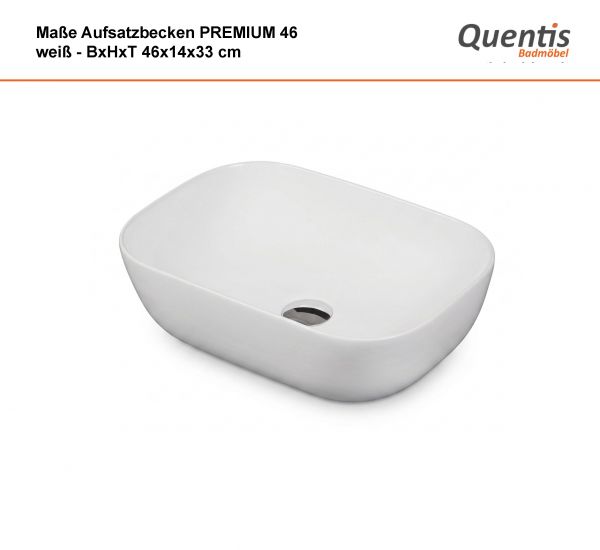 Aufsatzbecken PREMIUM 46, Keramik, weiß