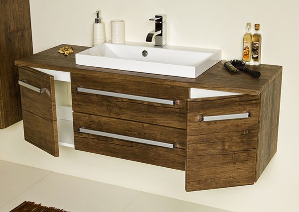 Badmöbel Susan, Breite 120 cm, Holzdekor antik, SN1250-2S