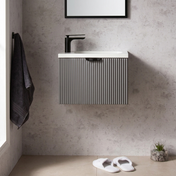 Gäste-WC Möbel FAROS ART, Breite 50 cm, seidenmatt grau (FRC-G50)