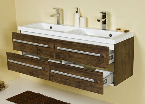 Doppelwaschplatz Genua, Breite 120 cm, Front und Korpus Holzdekor antik, GE2250