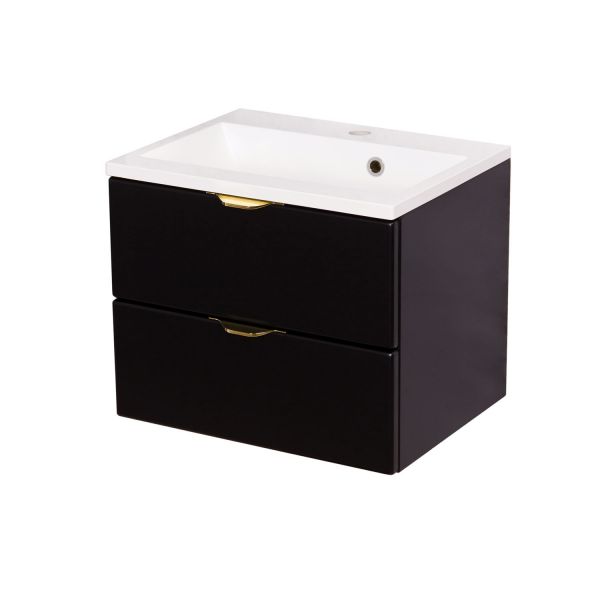Badmöbelset VICTOR 50, 2 Schubladen, schwarz matt (VIC50248)