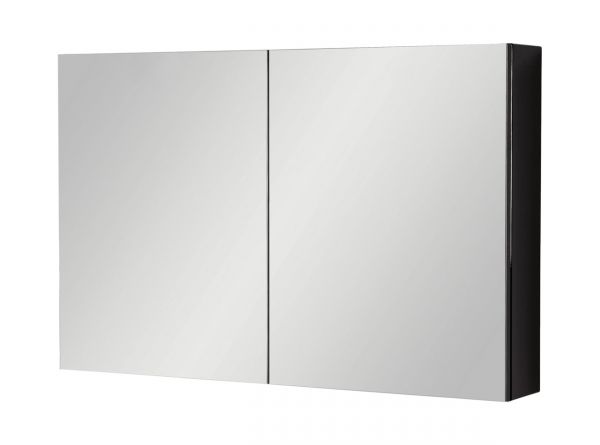 Spiegelschrank Breite 100 cm, schwarz glänzend, montiert