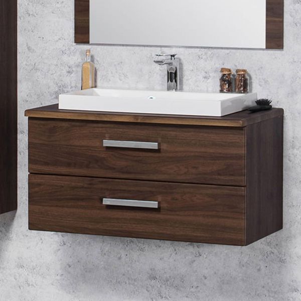 Badmöbel Susan, Breite 80 cm, Nussbaum, Waschtischunterbau aufgebaut (SN802OR)
