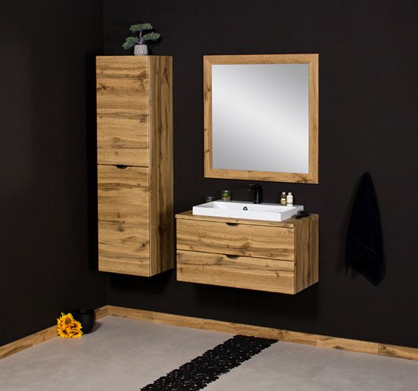 Waschplatz VICTA 80, Eiche Natur, Waschbecken weiß (Art.Nr. VIC80262-W)