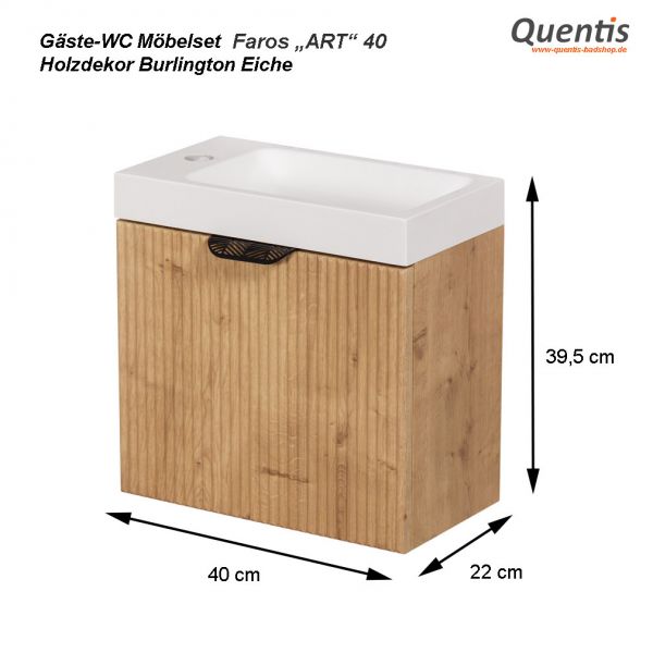 Gäste-WC Möbel FAROS ART, Breite 40 cm, Burlington eiche (FRC-NO40)