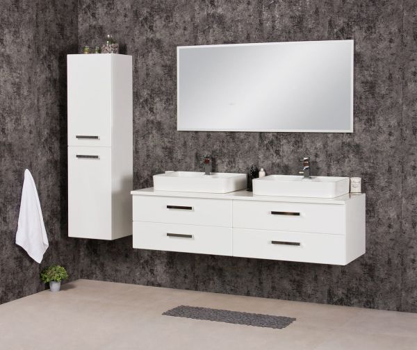 Quentis Doppelwaschplatz Aruva, Breite 160 cm, weiß (AR1610-B-LUNA)