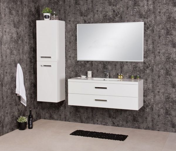 Quentis Waschplatz Genua 120 cm, 2 Schübe, weiß glänzend