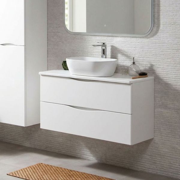 Badmöbel Onda Breite 100 Tiefe 38 cm weiß matt OND-B6-U100