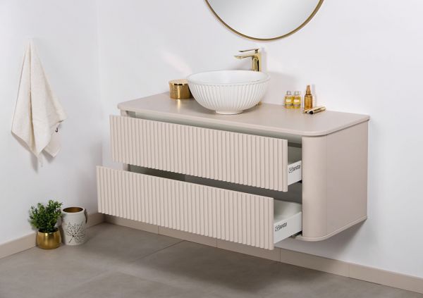 Badmöbelset Lilia 120 cm Sand mattiert | Quentis Badshop