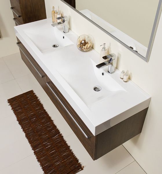 Doppelwaschplatz Zeno, Breite 160 cm, Holzdekor antik, ZE1650-D-2S