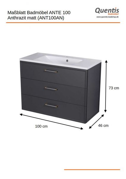 Badmöbelset ANTE 100 cm Anthrazit matt