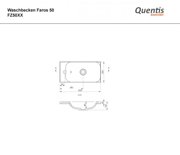 Badmöbel FAROS 50 cm, schwarz, Gäste-WC Möbelset, Unterschrank montiert