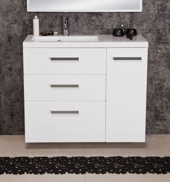 Waschplatz Genua Breite 90 cm, weiß glänzend (GE9347)