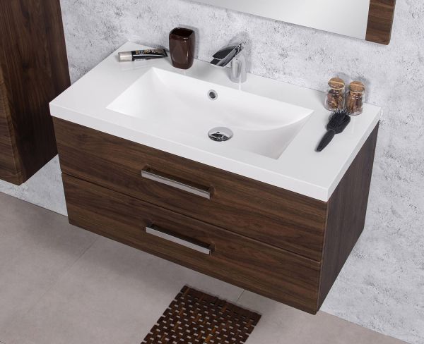 Badmöbel GENUA 80, Holzdekor Nussbaum (GE802OR)