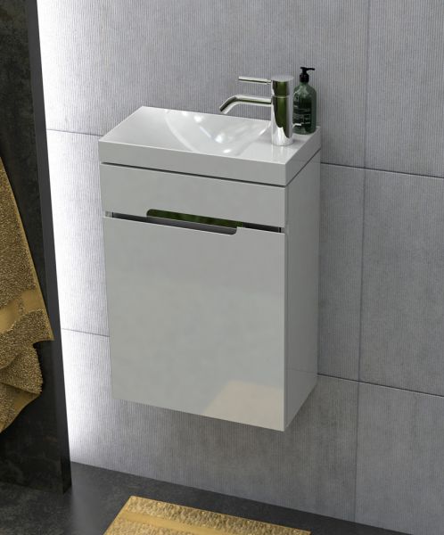 Gäste-WC Möbel SIVAS, Breite 40 cm, weiß glänzend, vormontiert
