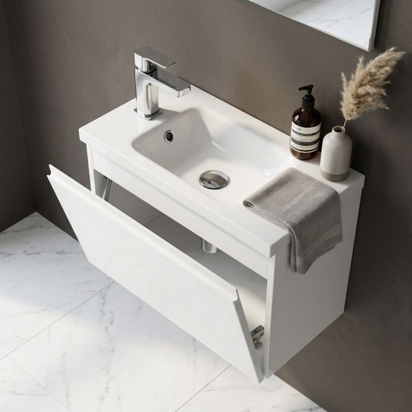 Badmöbel für das Gäste-WC Breite 50 cm mit praktischer Klapptüre
