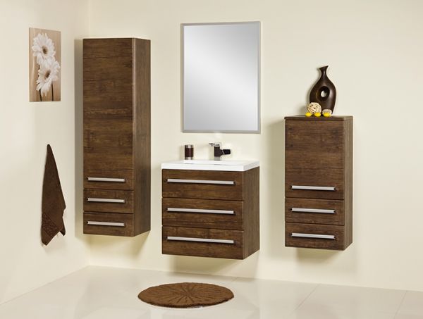 Badmöbel Genua 60, 3 Schubladen, Holzdekor antik (GE6350)